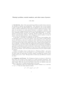 Waring`s problem, taxicab numbers, and other sums of powers
