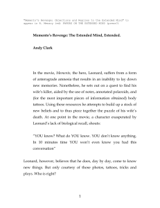 Memento`s Revenge: The Extended Mind