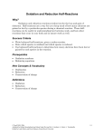 Oxidation and Reduction half-reactions