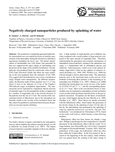 Negatively charged nanoparticles produced by splashing of