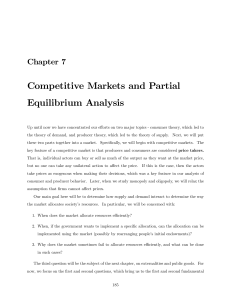 Competitive Markets and Partial Equilibrium Analysis