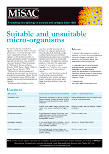 Suitable and unsuitable micro-organisms