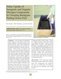 Foliar Uptake of Inorganic and Organic Nitrogen Compounds by