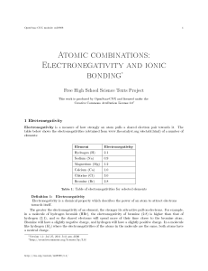 Atomic combinations: Electronegativity and ionic