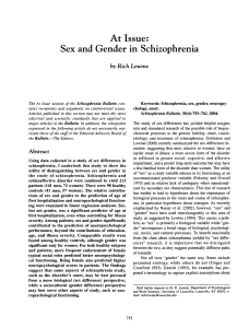 At Issue: Sex and Gender in Schizophrenia