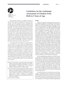 Guidelines for the Audiologic Assessment of Children from