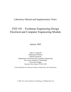 FED 101 – Freshman Engineering Design Electrical and Computer