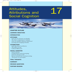 Attitudes, Attributions and Social Cognition