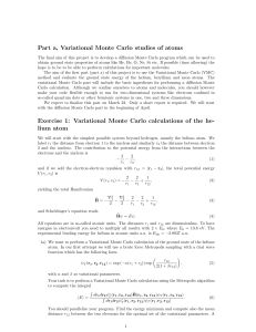 Part a, Variational Monte Carlo studies of atoms Exercise 1