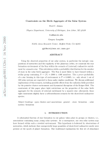 Constraints on the Birth Aggregate of the Solar System