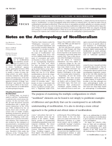 Notes on the Anthropology of Neoliberalism