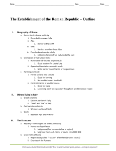 The Establishment of the Roman Republic – Outline