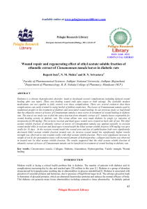 Wound repair and regenerating effect of ethyl acetate