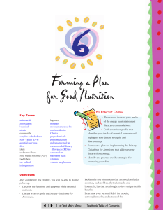 Chapter 6 Forming a Plan for Good Nutrition