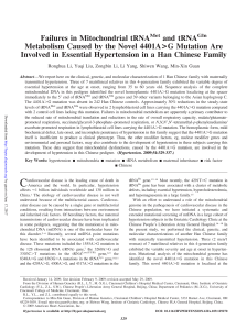 Failures in Mitochondrial tRNA and tRNA Metabolism