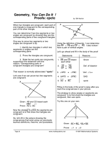 Geometry, You Can Do It ! Proofs: cpctc