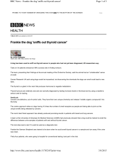 Frankie the dog `sniffs out thyroid cancer`