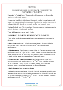 CHAPTER-3 CLASSIFICATION OF ELEMENTS