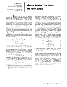 I 1 Chemical Reaction Cross Sections I and Rate Constants