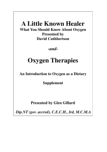 A Little Known Healer Oxygen Therapies
