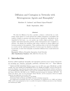 Diffusion and Contagion in Networks with Heterogeneous Agents