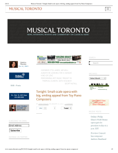 Musical Toronto | Tonigh...rom Toy Piano Composers