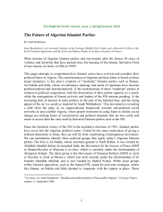 The Transformation of Algerian Islamist Parties