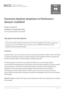 Excessive daytime sleepiness in Parkinson`s disease