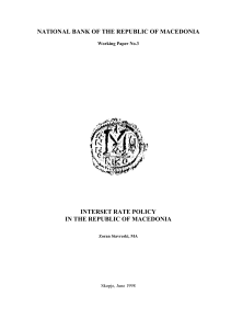 national bank of the republic of macedonia interset rate policy in the