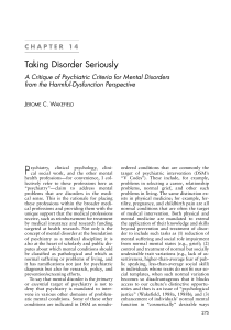 taking Disorder seriously