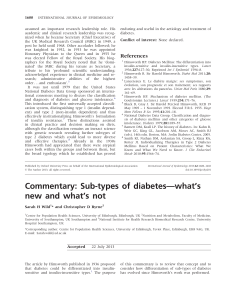 Commentary: Sub-types of diabetes—what`s new