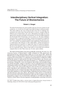 Interdisciplinary Vertical Integration: The Future of Biomechanics