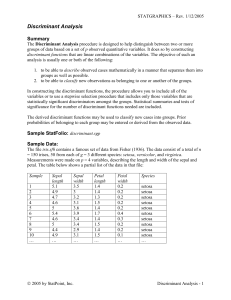 Discriminant Analysis