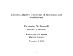 Division Algebra Theorems of Frobenius and