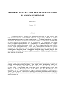 Differential Access to Capital from Financial Institutions by Minority