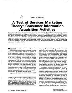 A Test of Services Marketing Theory: Consumer Information