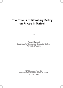 The Effects of Monetary Policy on Prices in Malawi