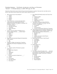 Worksheet Questions — Tim Dowley, Introduction to the History of
