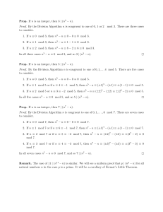 Prop. If n is an integer, then 3 | (n 3 − n). Proof. By the Division