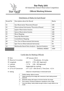 Marking Scheme of Observational Sessions