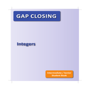 Gap Closing I/S Student Book: Integers