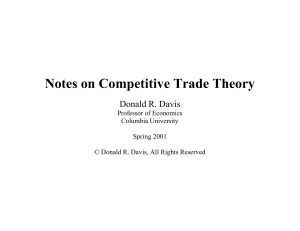 Notes on Competitive Trade Theory