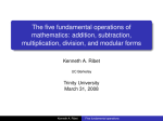 The five fundamental operations of mathematics: addition
