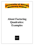 About Factoring Quadratics Examples