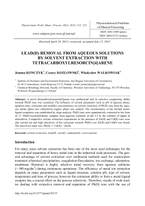 Lead(II) removal from aqueous solutions by solvent extraction with
