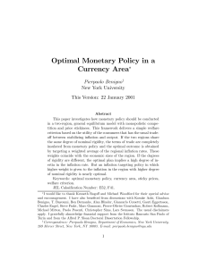 Optimal Monetary Policy in a Currency Area