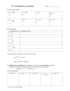 7-4A Introduction to Logarithms