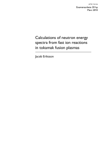 Calculations of neutron energy spectra from fast ion reactions in
