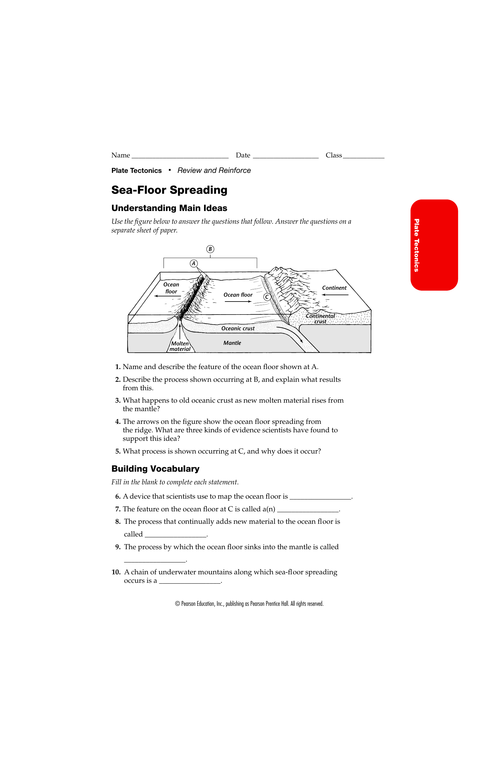 Review and Reinforce Throughout Sea Floor Spreading Worksheet Answer