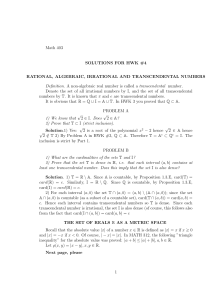 Math 403 SOLUTIONS FOR HWK #4 RATIONAL, ALGEBRAIC